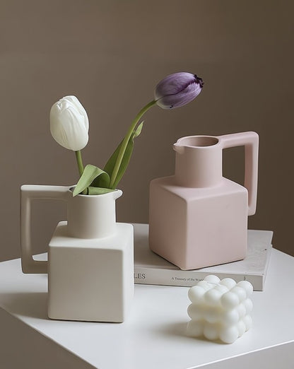 Handmade Ceramic Jug Pitcher Vase - Modern and Unique Decorative Centerpiece Vase